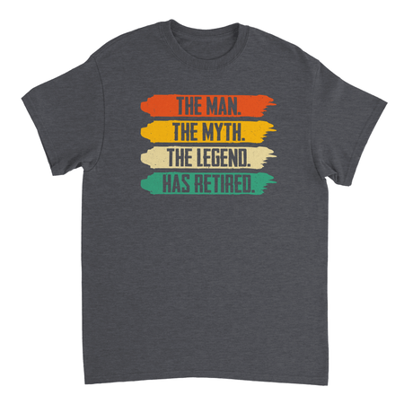 The Man The Myth The Legend Has Retired T-Shirt – Vintage Sunset Palette, Premium Cotton, Classic Fit, Retirement Gift - KPAP Canada
