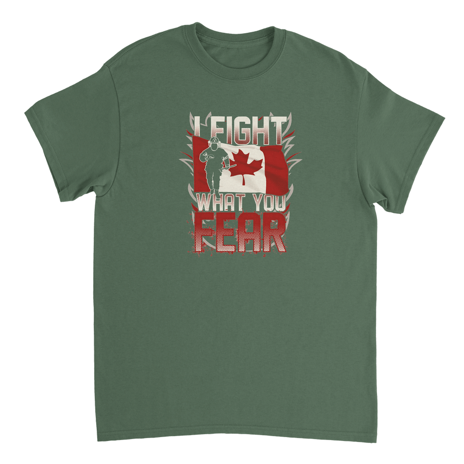 Canadian Firefighter 'I Fight What You Fear' T-Shirt – Premium Cotton, Bold Design, Everyday Hero Wear - KPAP Canada