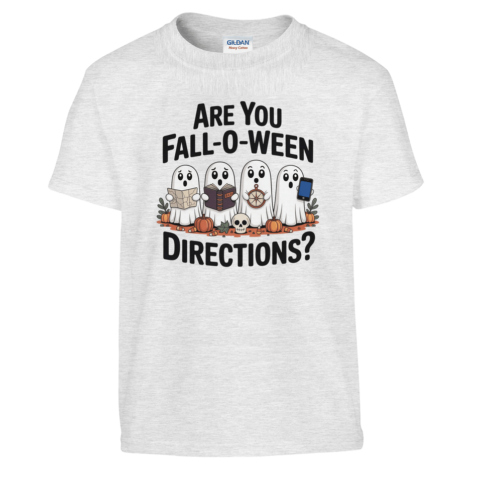Kids Halloween T-Shirt – 'Are You Fall - O - Ween Directions?' Fun Design - KPAP Canada