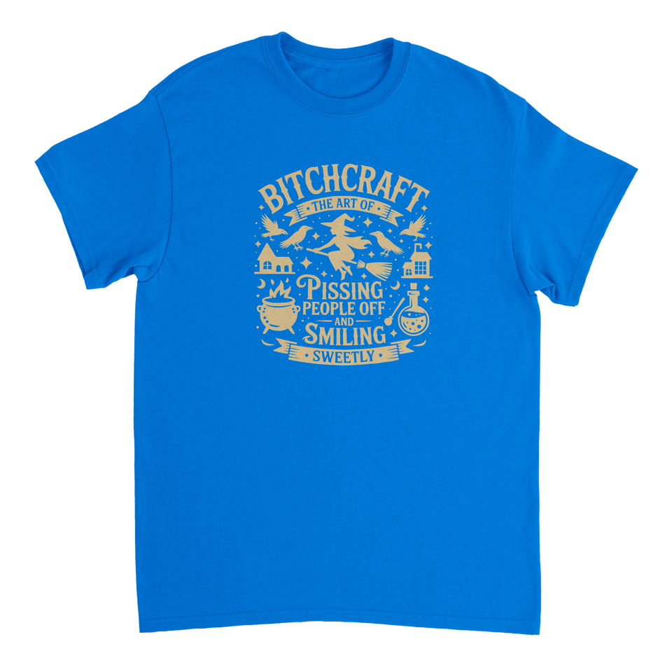 Bitchcraft: The Art of Pissing People Off & Smiling Sweetly T-Shirt – Witchy, Sassy & Spooky Cotton Tee - KPAP Canada