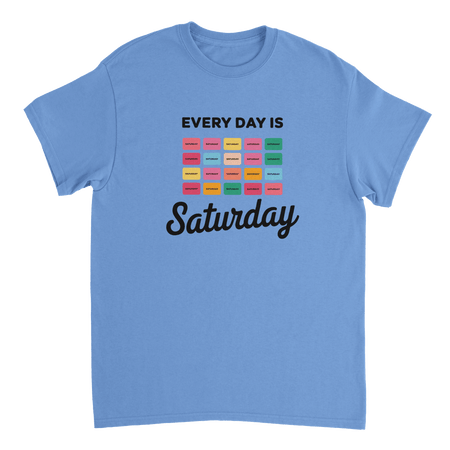 Every Day Is Saturday Fun Tee – Retro Pastel Blocks, Heavyweight Cotton, Classic Fit, Durable Casual Wear - KPAP Canada