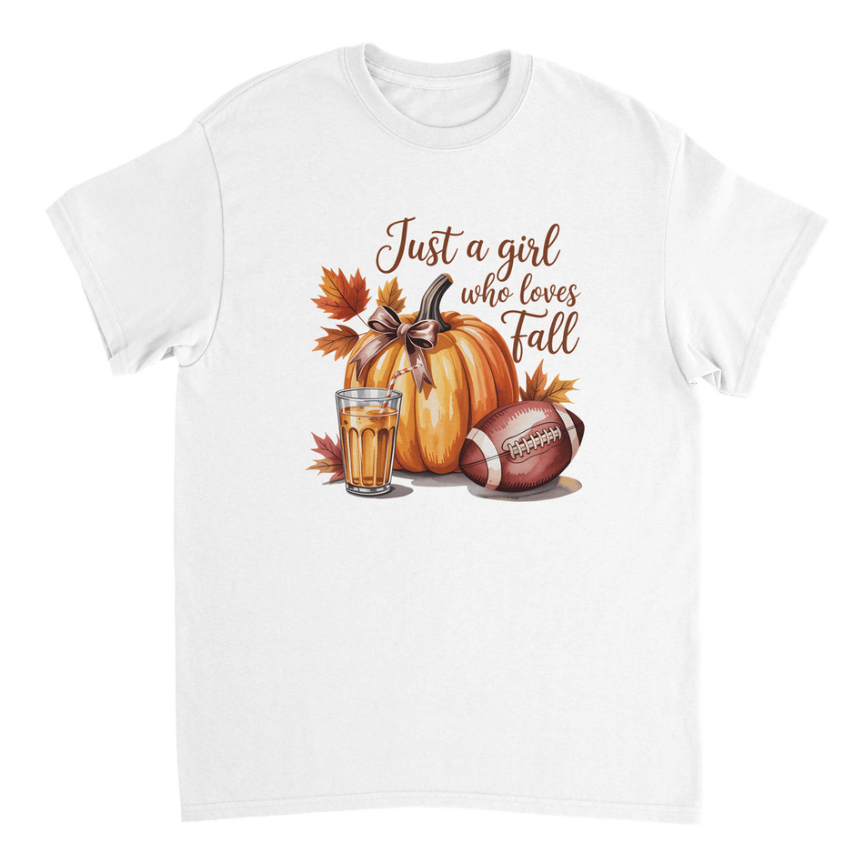 Just a Girl Who Loves Fall T-Shirt – Cozy Autumn Vibes, Premium Cotton, Classic Fit for Everyday Comfort - KPAP Canada