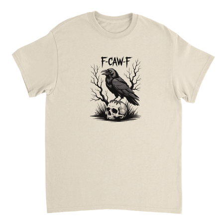 Gothic Raven Skull 'F - CAW - F' T-Shirt – Edgy Heavyweight Cotton, Classic Fit, Durable Casual Wear - KPAP Canada