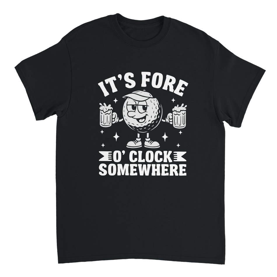 It's Fore O'Clock Somewhere Golf T-Shirt – Heavyweight Cotton, Classic Fit, Durable Casual Wear - KPAP Canada