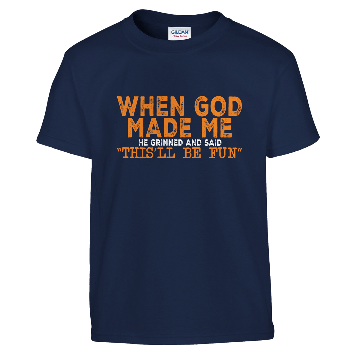 FunKids Funny T-Shirt – 'When God Made Me, He Grinned and Said This Will Be Fun!' Design - KPAP Canada