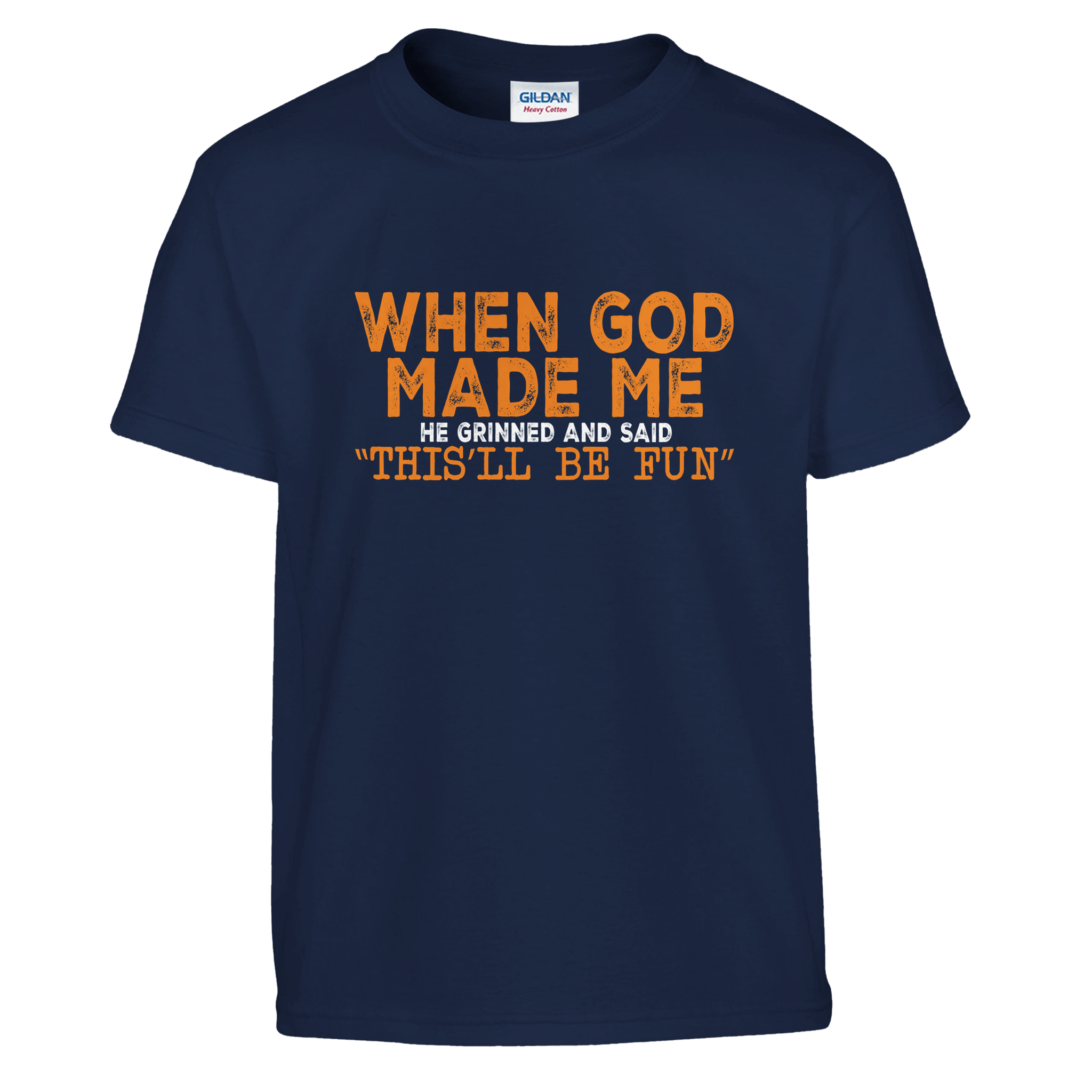 FunKids Funny T-Shirt – 'When God Made Me, He Grinned and Said This Will Be Fun!' Design - KPAP Canada