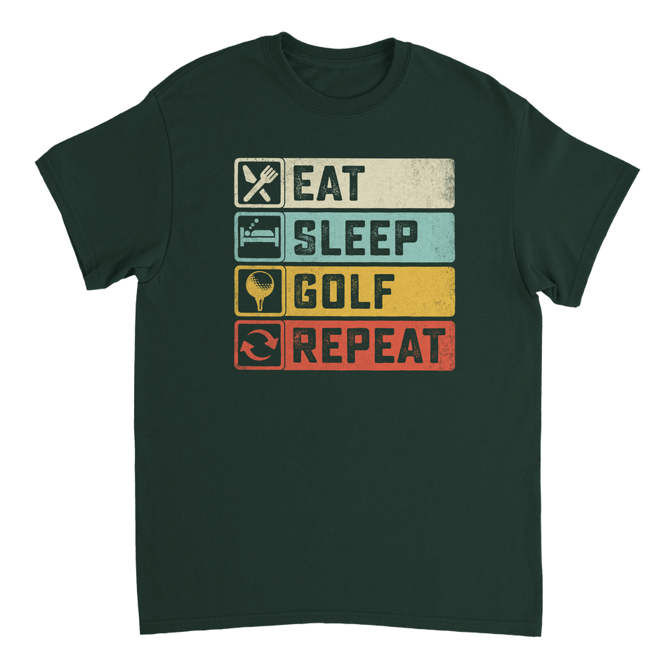 Eat Sleep Golf Repeat T-Shirt – Heavyweight Cotton, Classic Fit, Durable Casual Tee for Golfers - KPAP Canada