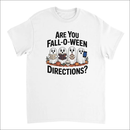 Funny Halloween ghost t-shirt with books compass smartphone and pumpkins