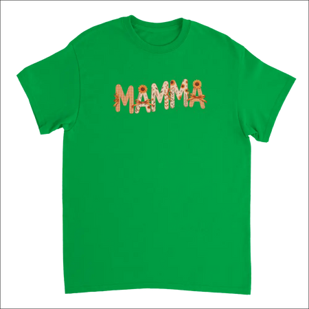 Autumn Mamma T-Shirt with Sunflower Gingham Print