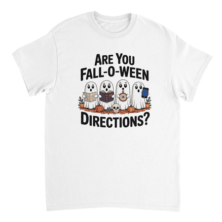Are You Fall - O - Ween Directions? Funny Ghost Halloween T-Shirt – Spooky Season Heavyweight Cotton Tee - KPAP Canada