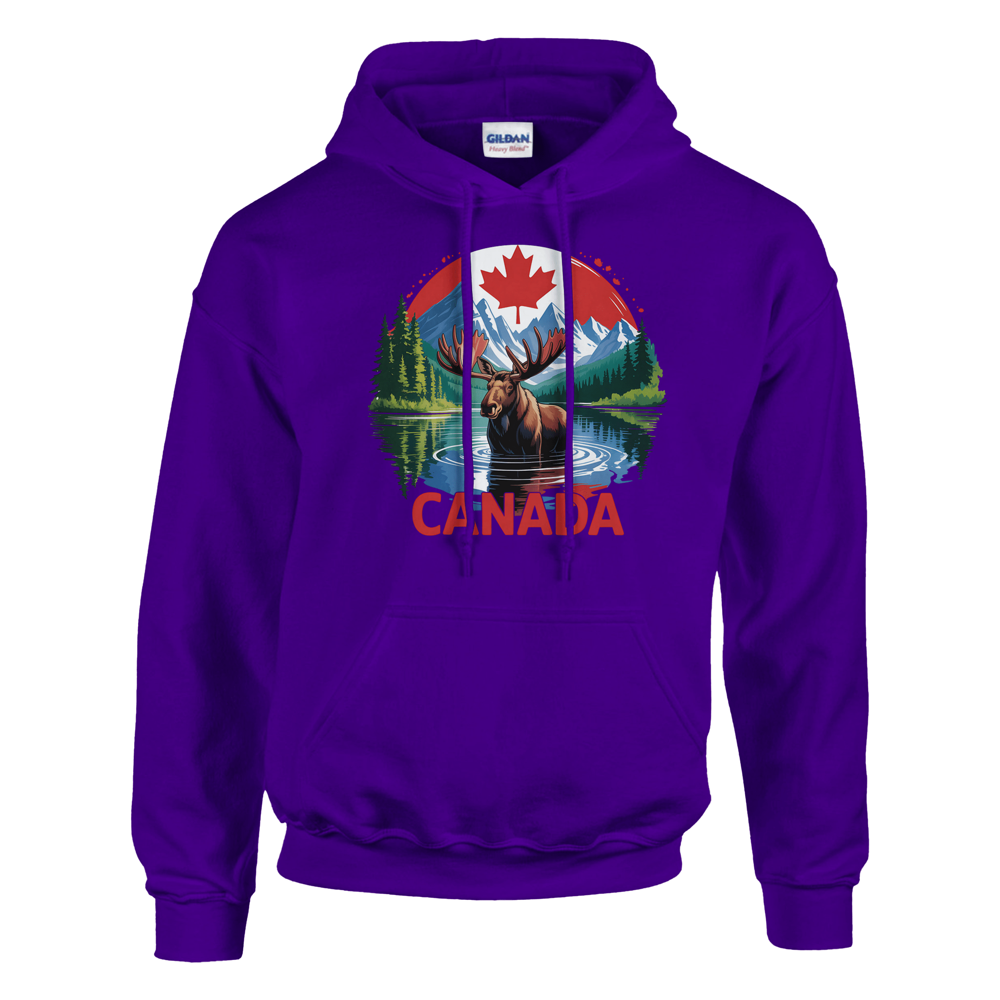 Canadian Moose & Mountains Pullover Hoodie – Heavy Blend Comfort - KPAP Canada