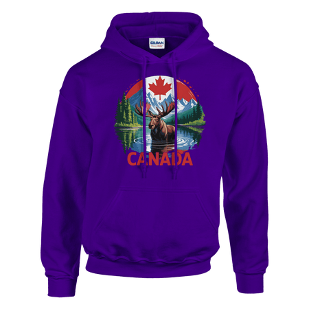 Canadian Moose & Mountains Pullover Hoodie – Heavy Blend Comfort - KPAP Canada
