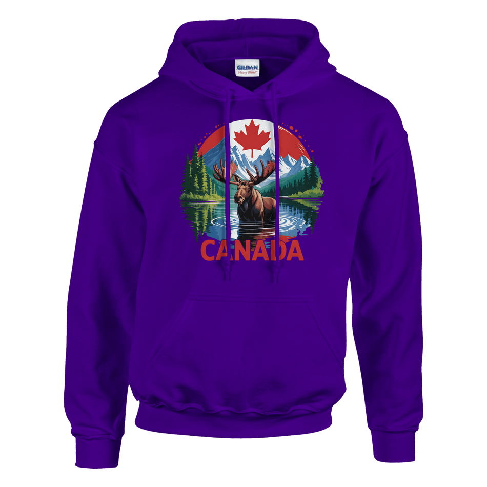 Canadian Moose & Mountains Pullover Hoodie – Heavy Blend Comfort - KPAP Canada