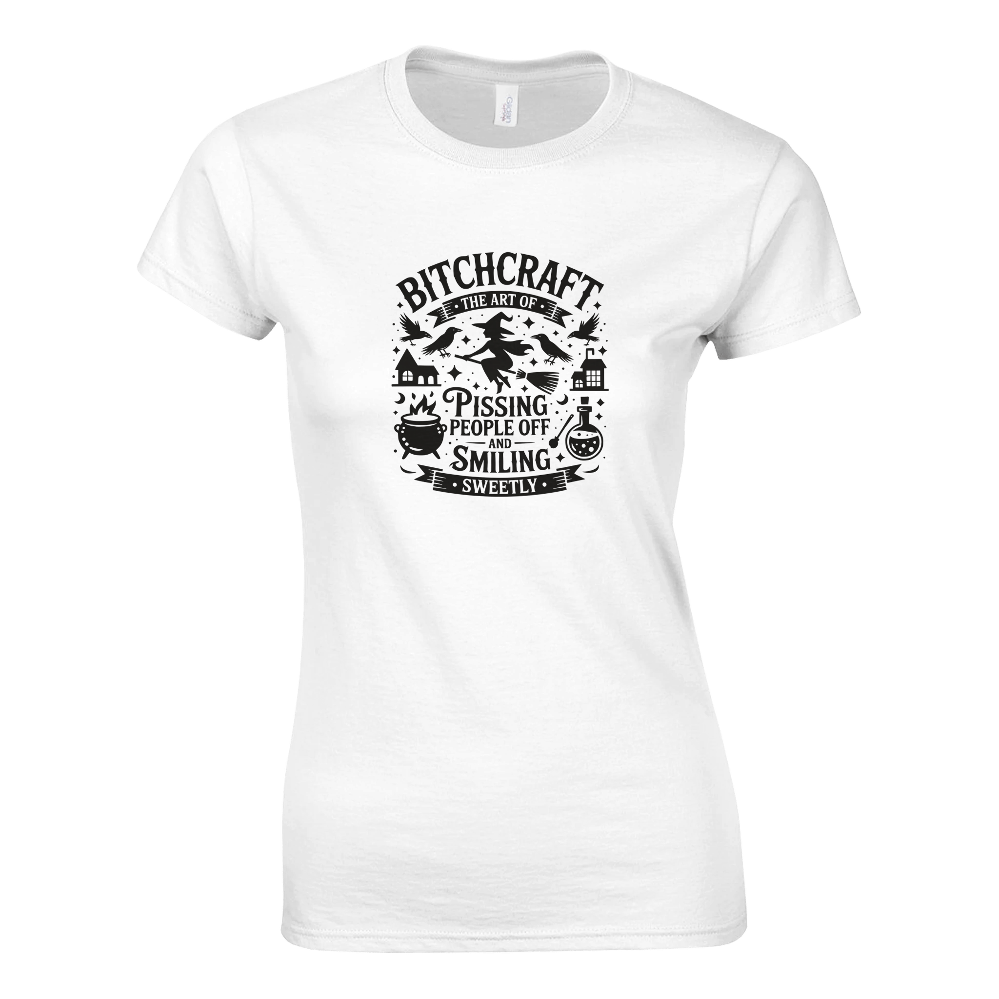 Ladies T-Shirt - Bitchcraft: The Art of Pissing People Off & Smiling Sweetly - KPAP Canada