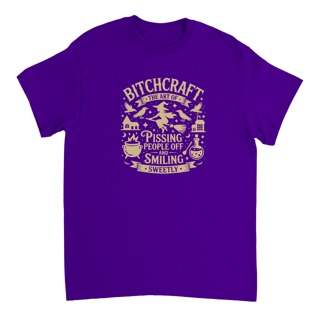 Bitchcraft: The Art of Pissing People Off & Smiling Sweetly T-Shirt – Witchy, Sassy & Spooky Cotton Tee - KPAP Canada