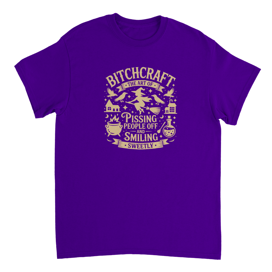 Bitchcraft: The Art of Pissing People Off & Smiling Sweetly T-Shirt – Witchy, Sassy & Spooky Cotton Tee - KPAP Canada