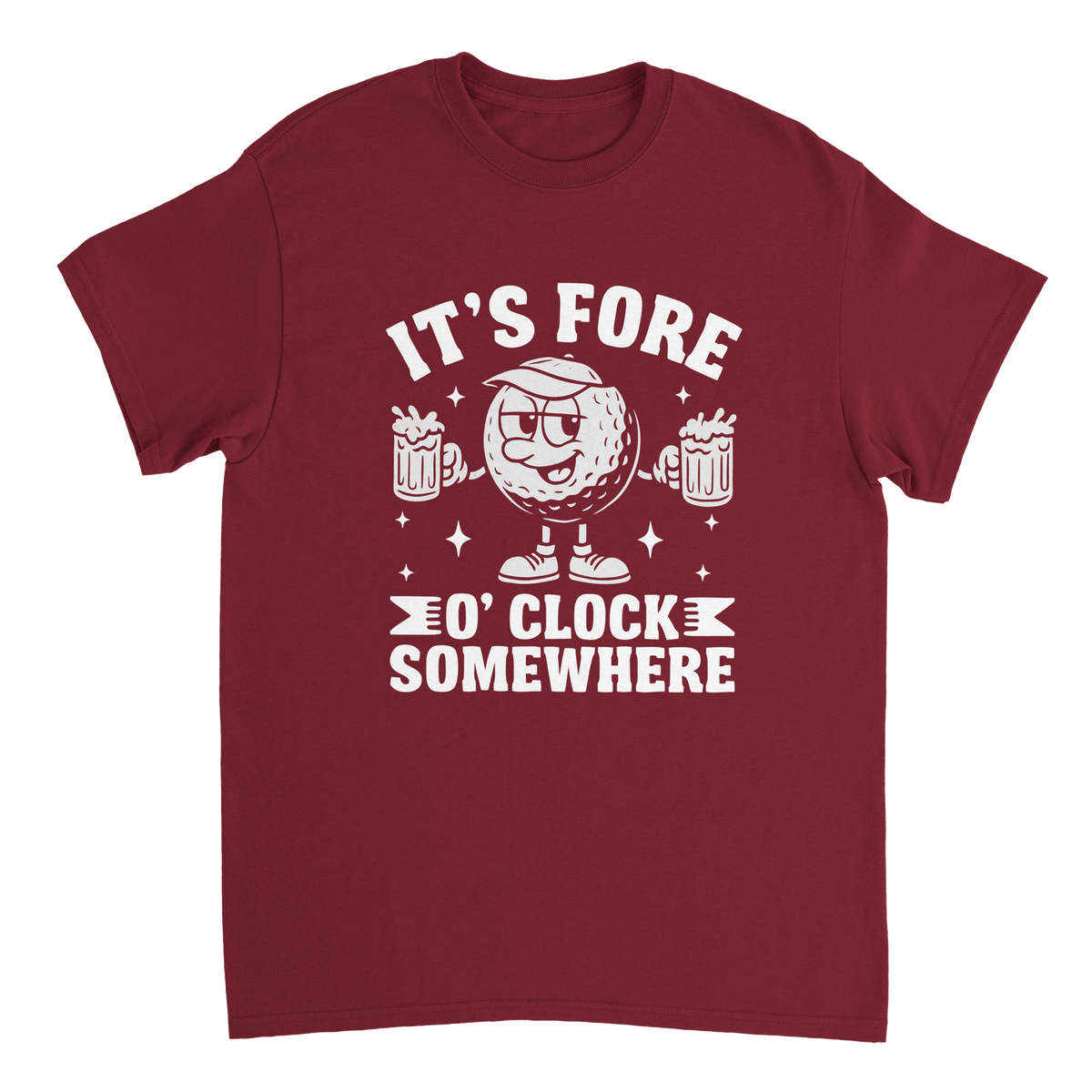 It's Fore O'Clock Somewhere Golf T-Shirt – Heavyweight Cotton, Classic Fit, Durable Casual Wear - KPAP Canada