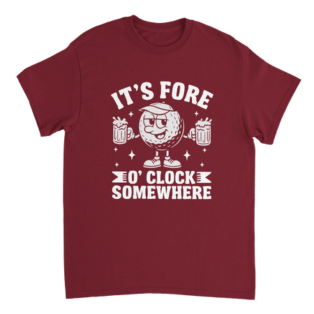 It's Fore O'Clock Somewhere Golf T-Shirt – Heavyweight Cotton, Classic Fit, Durable Casual Wear - KPAP Canada