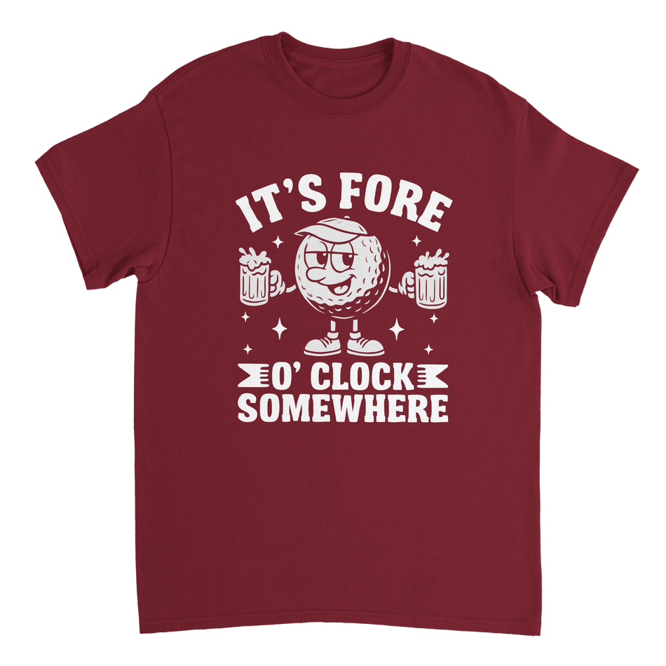 It's Fore O'Clock Somewhere Golf T-Shirt – Heavyweight Cotton, Classic Fit, Durable Casual Wear - KPAP Canada