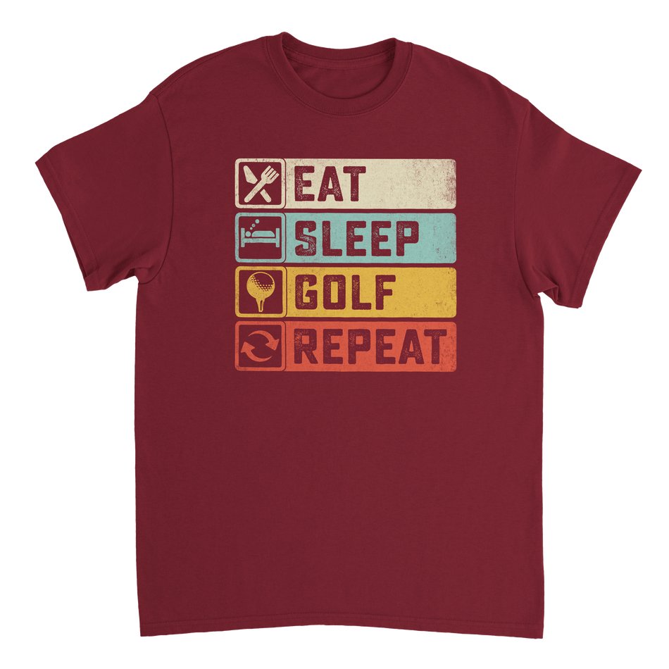 Eat Sleep Golf Repeat T-Shirt – Heavyweight Cotton, Classic Fit, Durable Casual Tee for Golfers - KPAP Canada