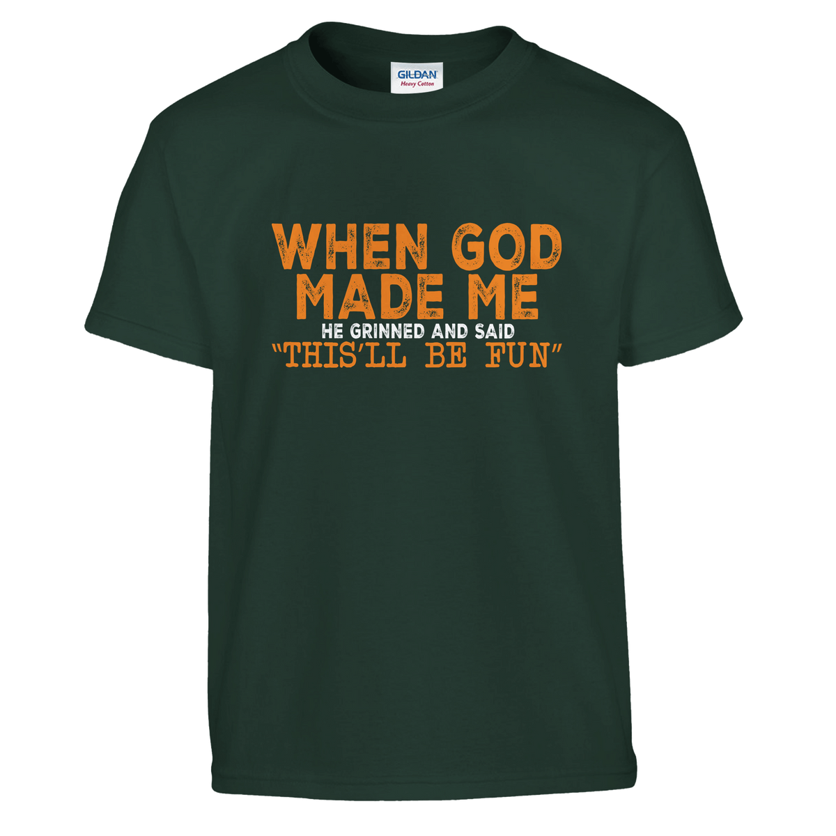 FunKids Funny T-Shirt – 'When God Made Me, He Grinned and Said This Will Be Fun!' Design - KPAP Canada