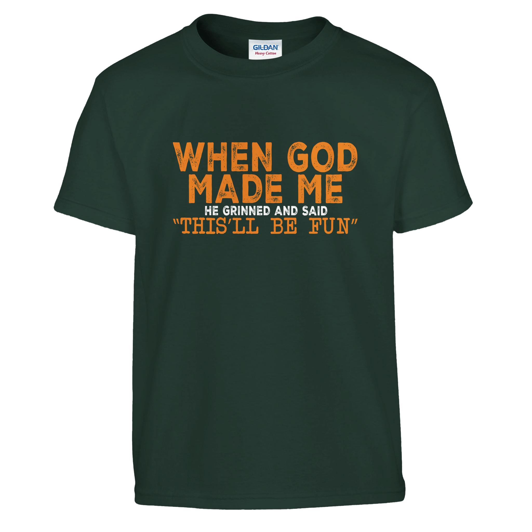 FunKids Funny T-Shirt – 'When God Made Me, He Grinned and Said This Will Be Fun!' Design - KPAP Canada