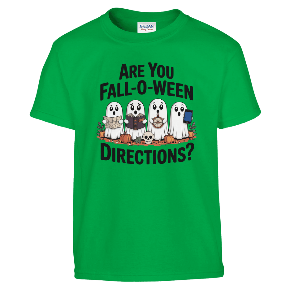Kids Halloween T-Shirt – 'Are You Fall - O - Ween Directions?' Fun Design - KPAP Canada