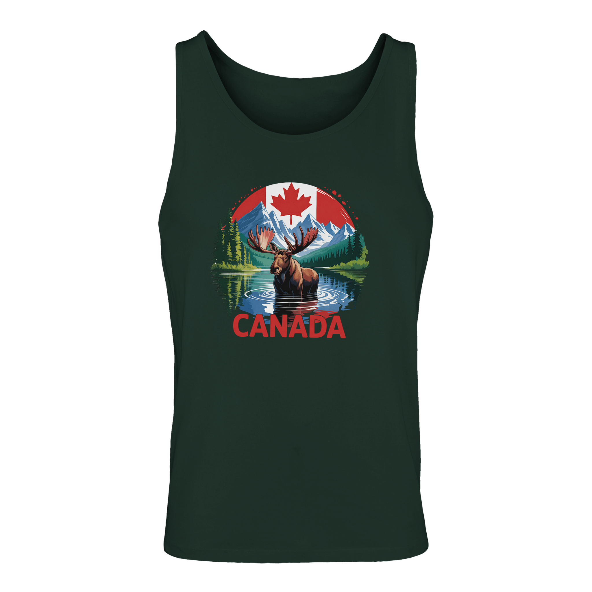 Canadian Moose & Mountains Tank Top – Men's Mid - Weight Cotton Tee - KPAP Canada