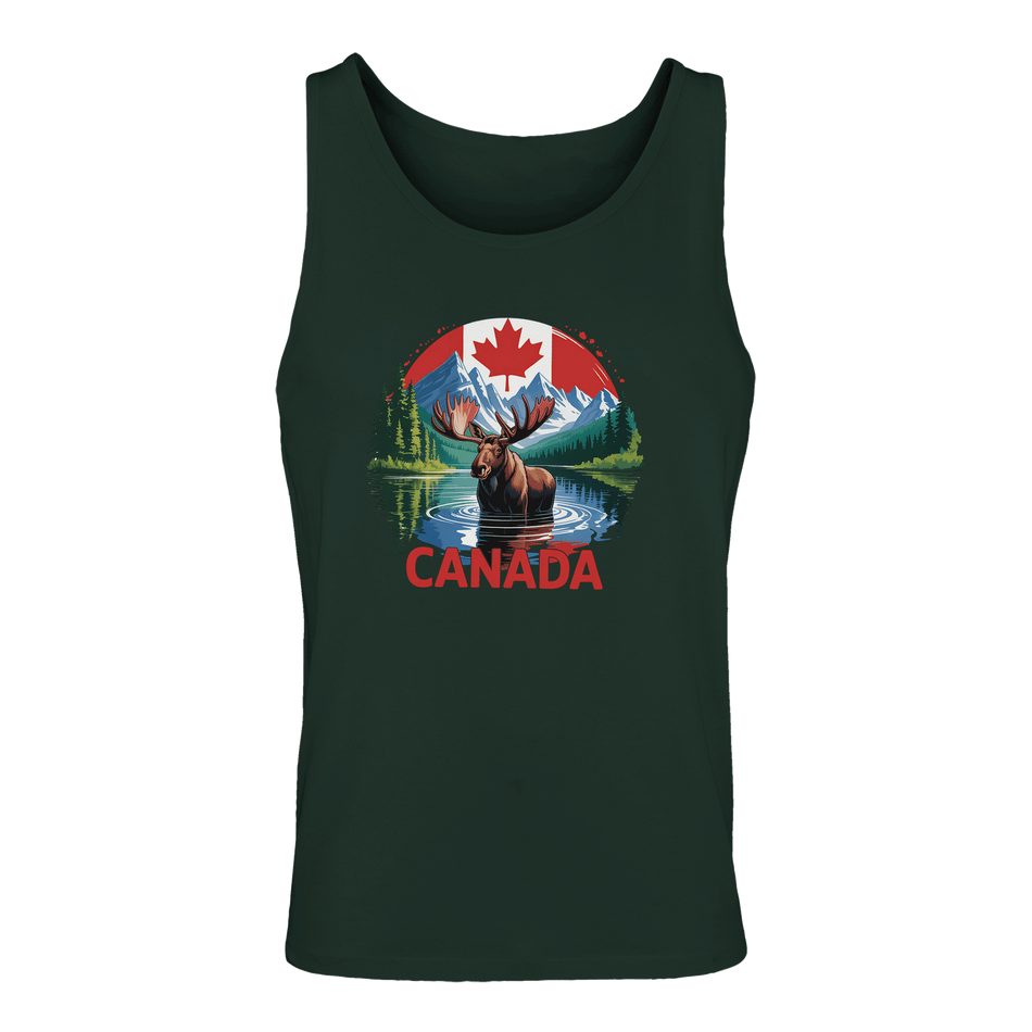 Canadian Moose & Mountains Tank Top – Men's Mid - Weight Cotton Tee - KPAP Canada