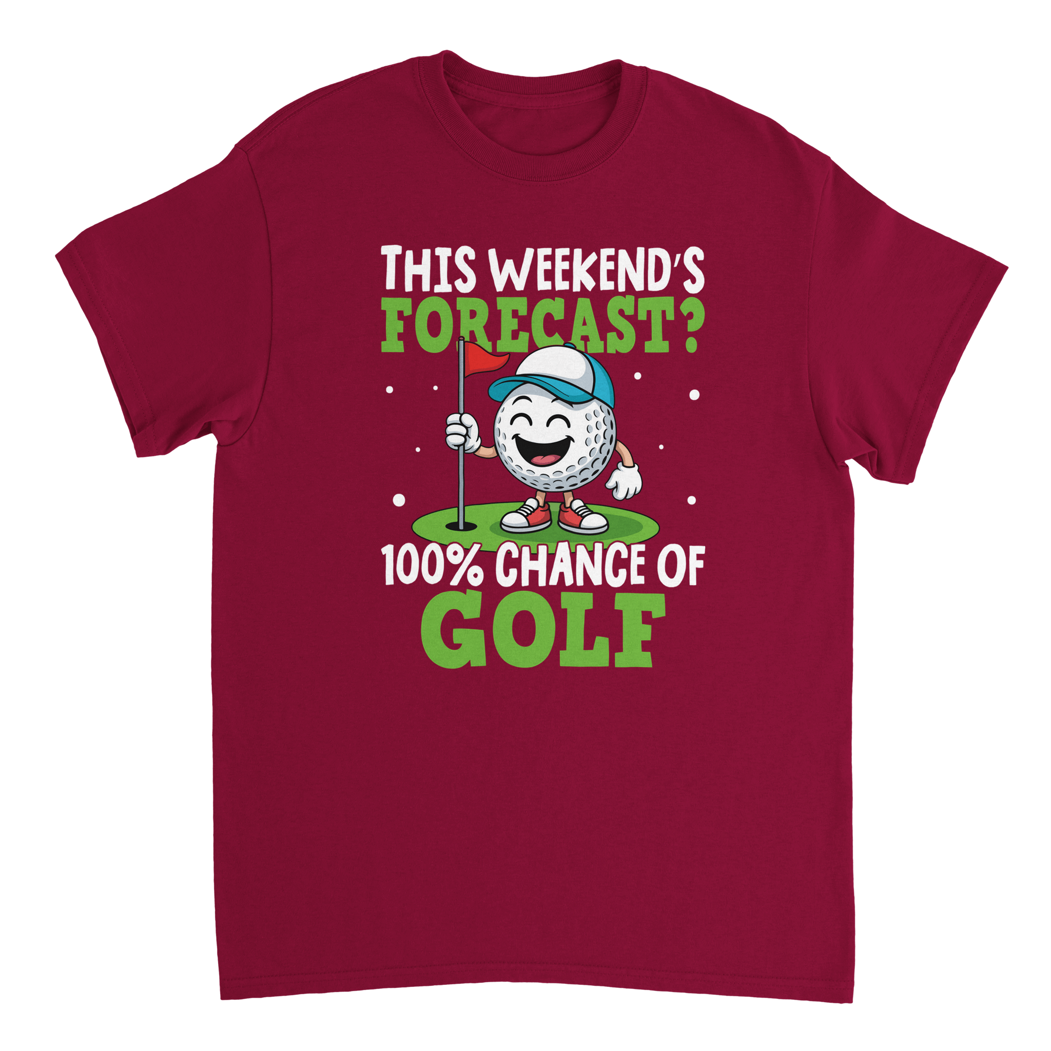 Weekend Forecast Golf T-Shirt – 100% Chance of Golf, Heavyweight Cotton, Classic Fit for Golf Lovers - KPAP Canada