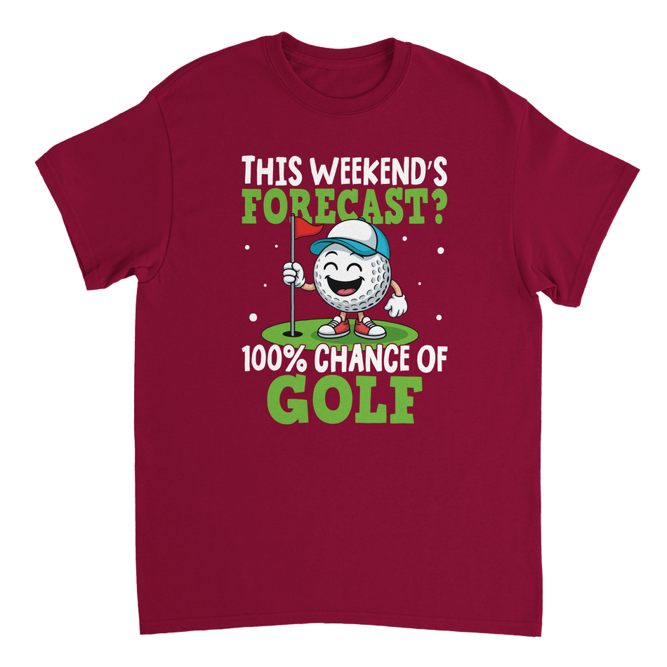 Weekend Forecast Golf T-Shirt – 100% Chance of Golf, Heavyweight Cotton, Classic Fit for Golf Lovers - KPAP Canada