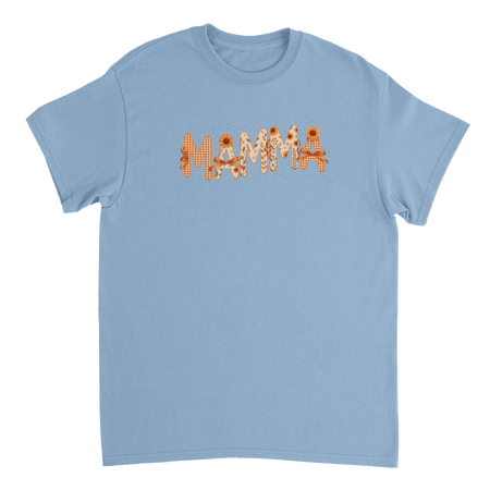 Autumn 'MAMMA' T-Shirt – Sunflower & Gingham Print, Heavyweight Cotton, Classic Fit for Everyday Comfort - KPAP Canada