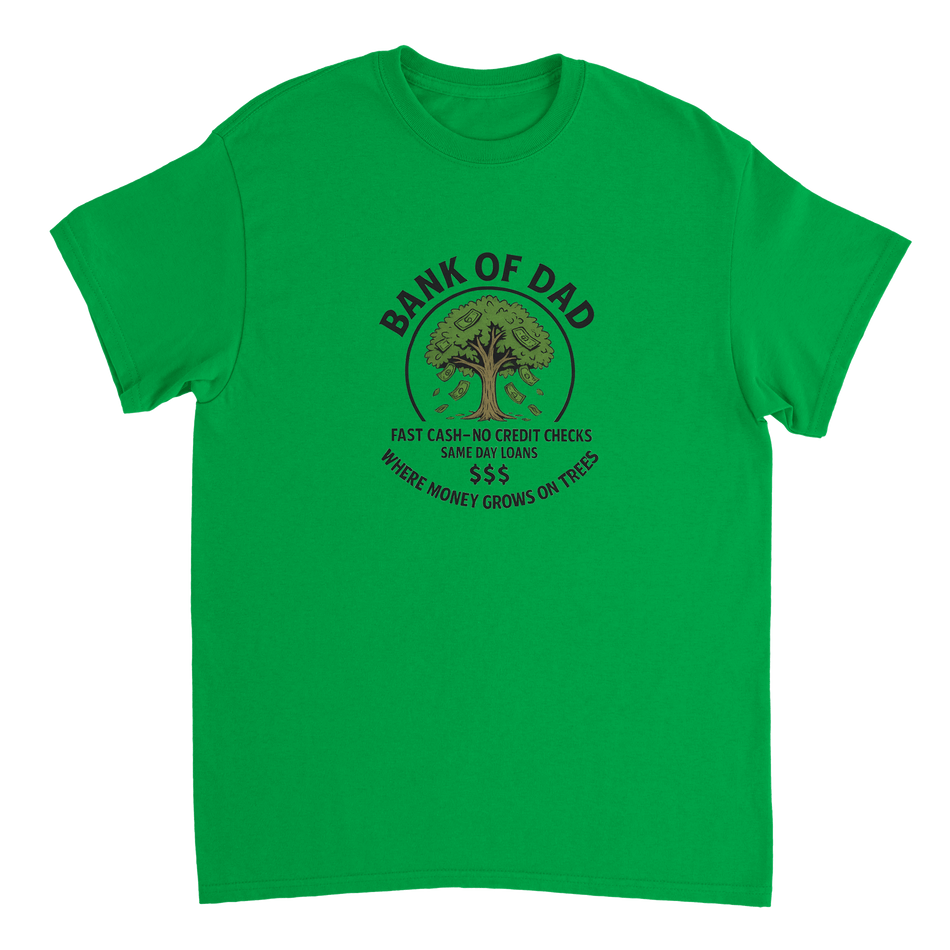 Bank of Dad T-Shirt – Humorous Money Tree Design, Heavyweight Cotton, Classic Fit for Everyday Fun - KPAP Canada