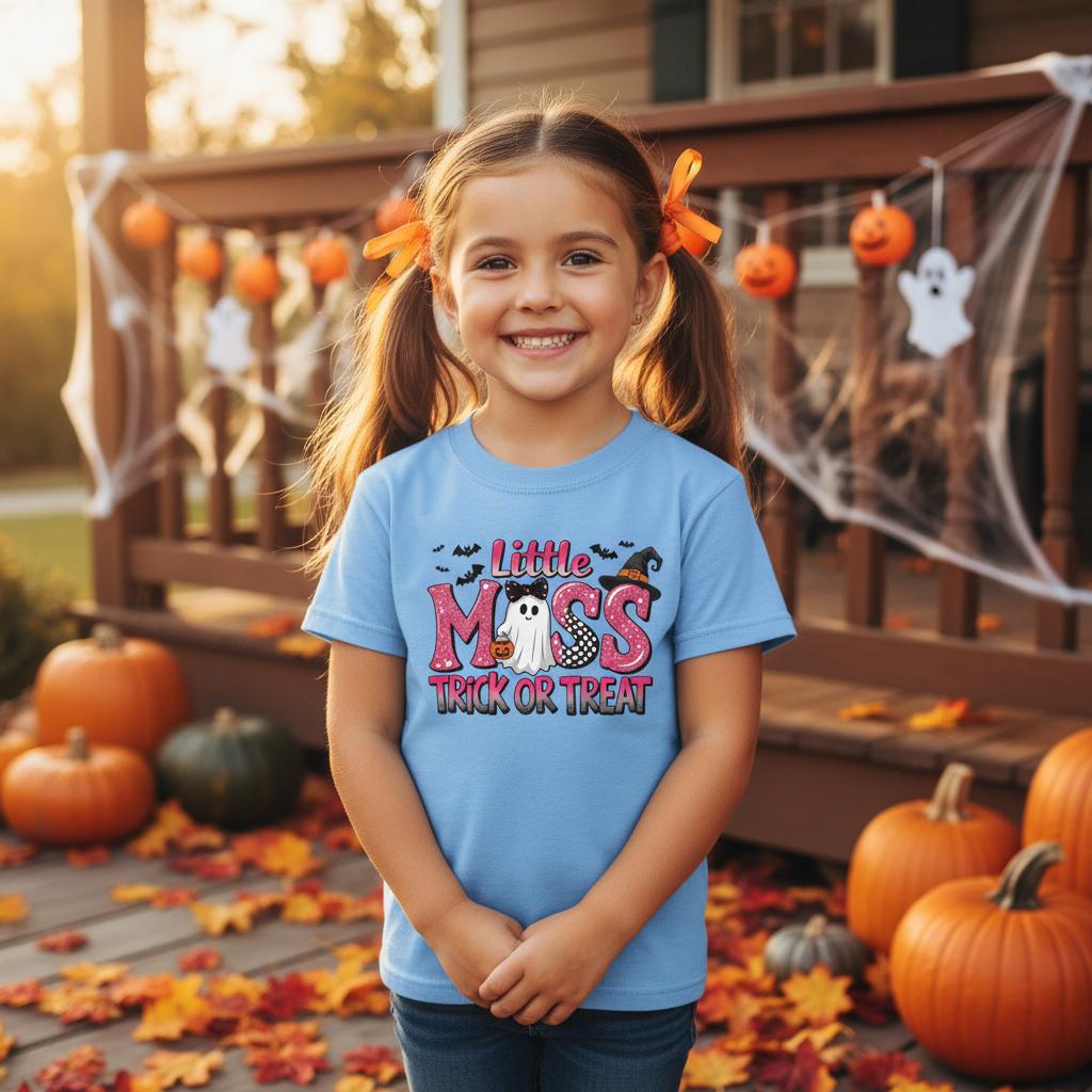 Little Miss Trick or Treat Kids Heavy Cotton T-Shirt - KPAP Canada