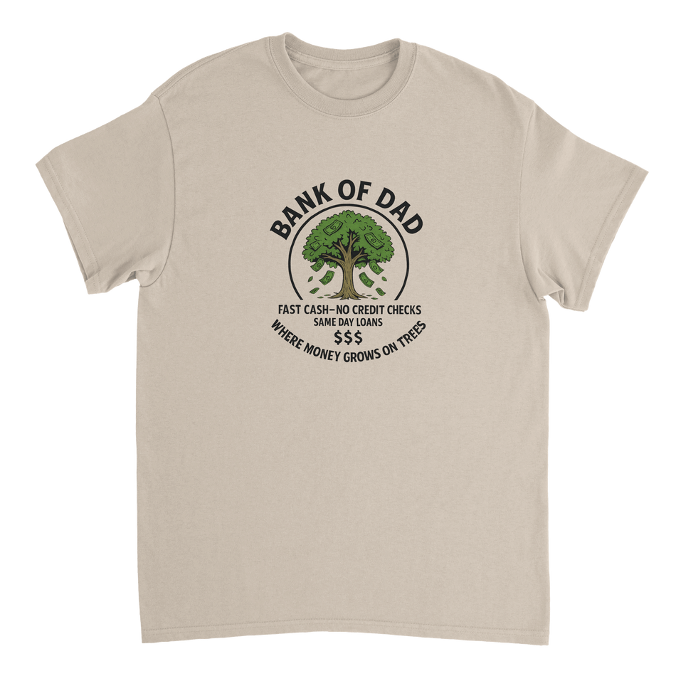 Bank of Dad T-Shirt – Humorous Money Tree Design, Heavyweight Cotton, Classic Fit for Everyday Fun - KPAP Canada