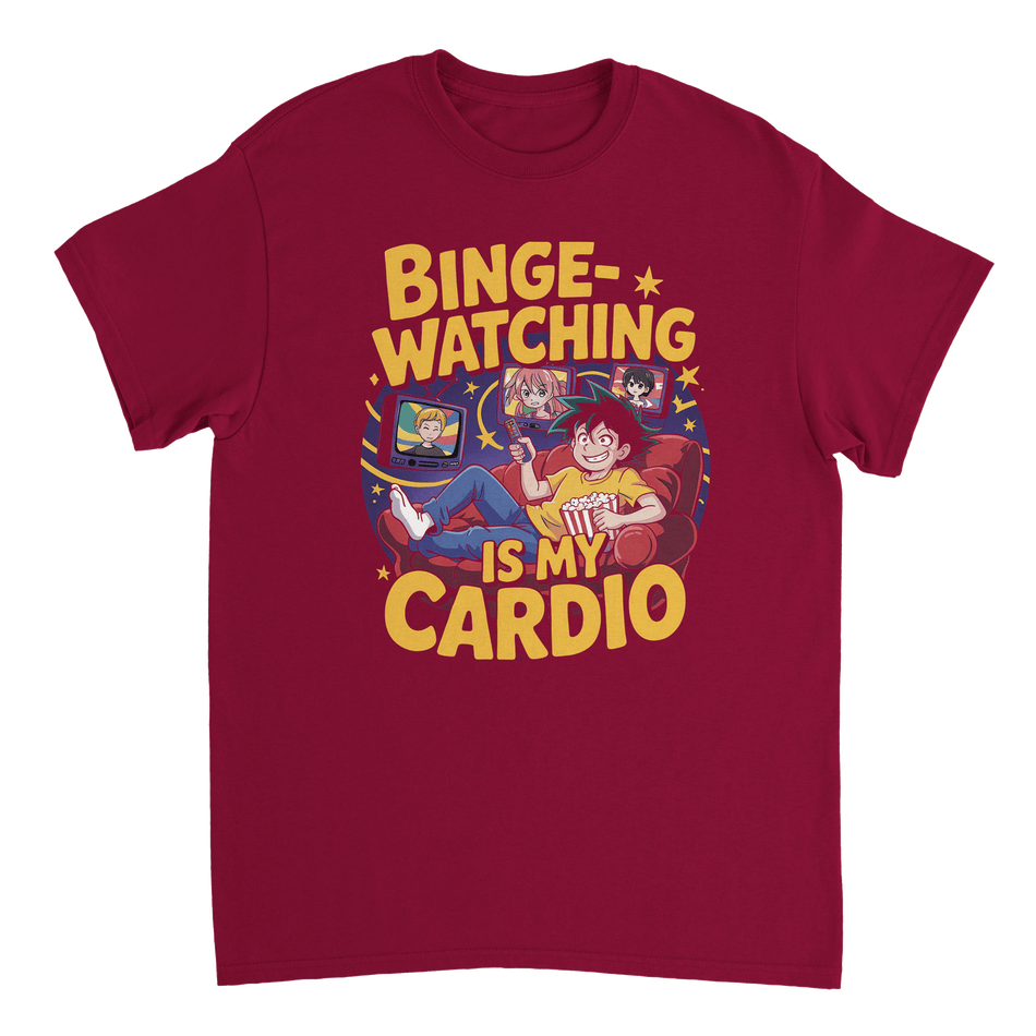 Binge - Watching is My Cardio T-Shirt – Anime & Chill Heavyweight Cotton Tee for Ultimate Comfort - KPAP Canada
