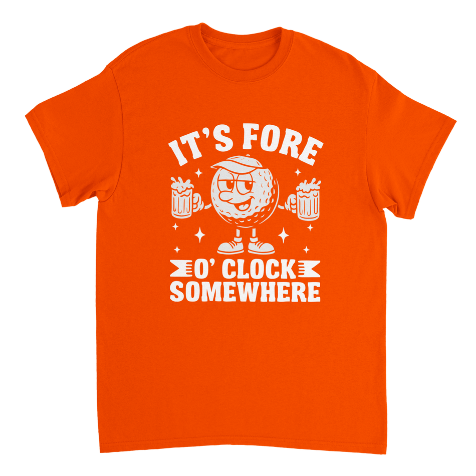 It's Fore O'Clock Somewhere Golf T-Shirt – Heavyweight Cotton, Classic Fit, Durable Casual Wear - KPAP Canada