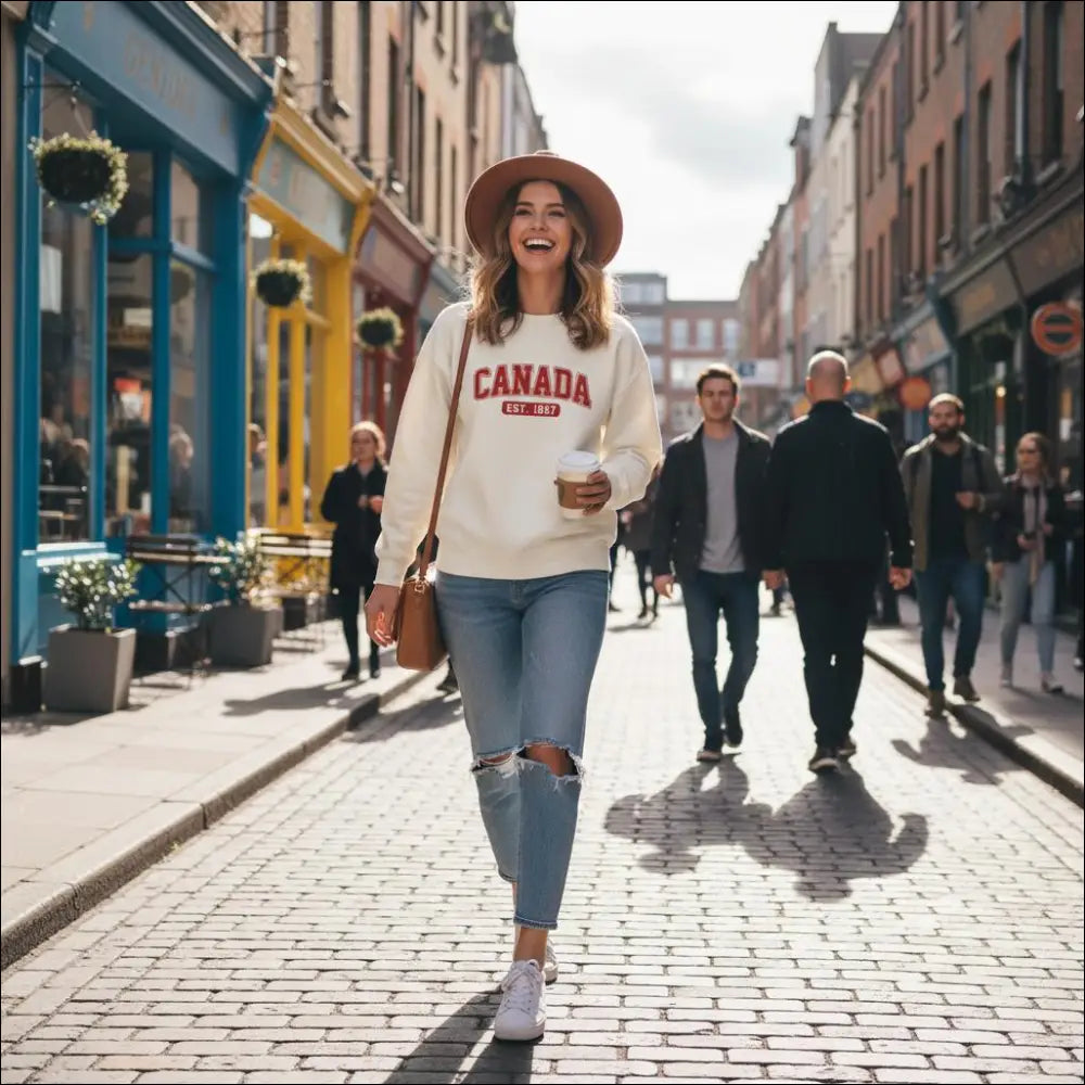 Cream-colored Canada Est. 1867 on classic fit heavy blend sweatshirt