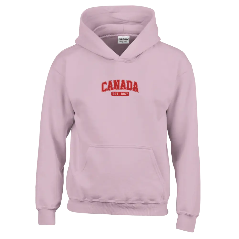 Soft pink Canada Est. 1867 kids pullover hoodie