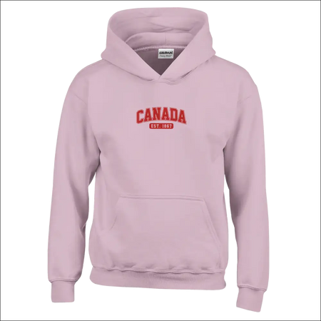 Soft pink Canada Est. 1867 kids pullover hoodie