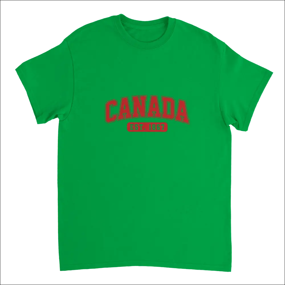 Vibrant green Canada Est. 1867 t-shirt in classic heavyweight cotton