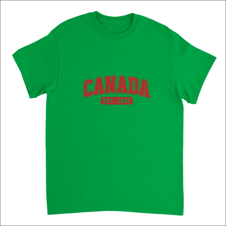 Vibrant green Canada Est. 1867 t-shirt in classic heavyweight cotton