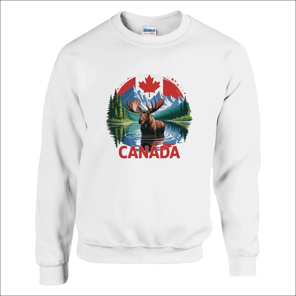 Canada Moose & Mountains heavy blend sweatshirt with vibrant moose graphic
