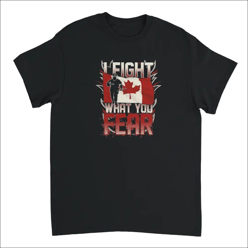 Canadian Firefighter T-Shirt with Soldier Silhouette and Flag