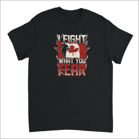 Canadian Firefighter T-Shirt with Soldier Silhouette and Flag