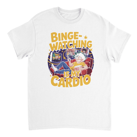 Binge - Watching is My Cardio T-Shirt – Anime & Chill Heavyweight Cotton Tee for Ultimate Comfort - KPAP Canada