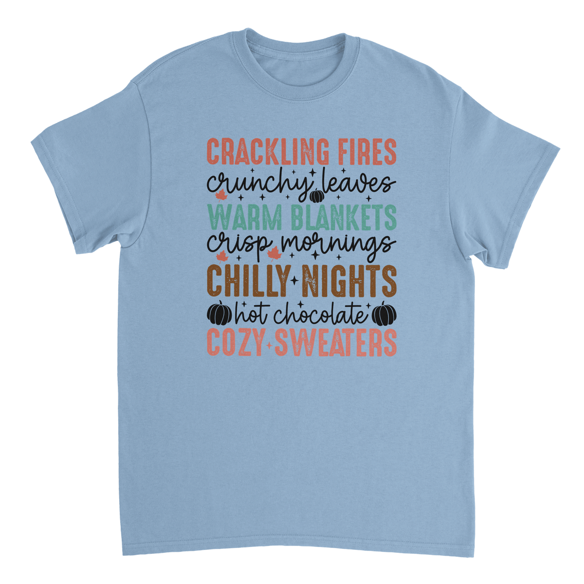 Autumn Comforts T-Shirt – Crackling Fires, Crunchy Leaves, Cozy Sweaters | Heavyweight Cotton Tee in Various Colors - KPAP Canada