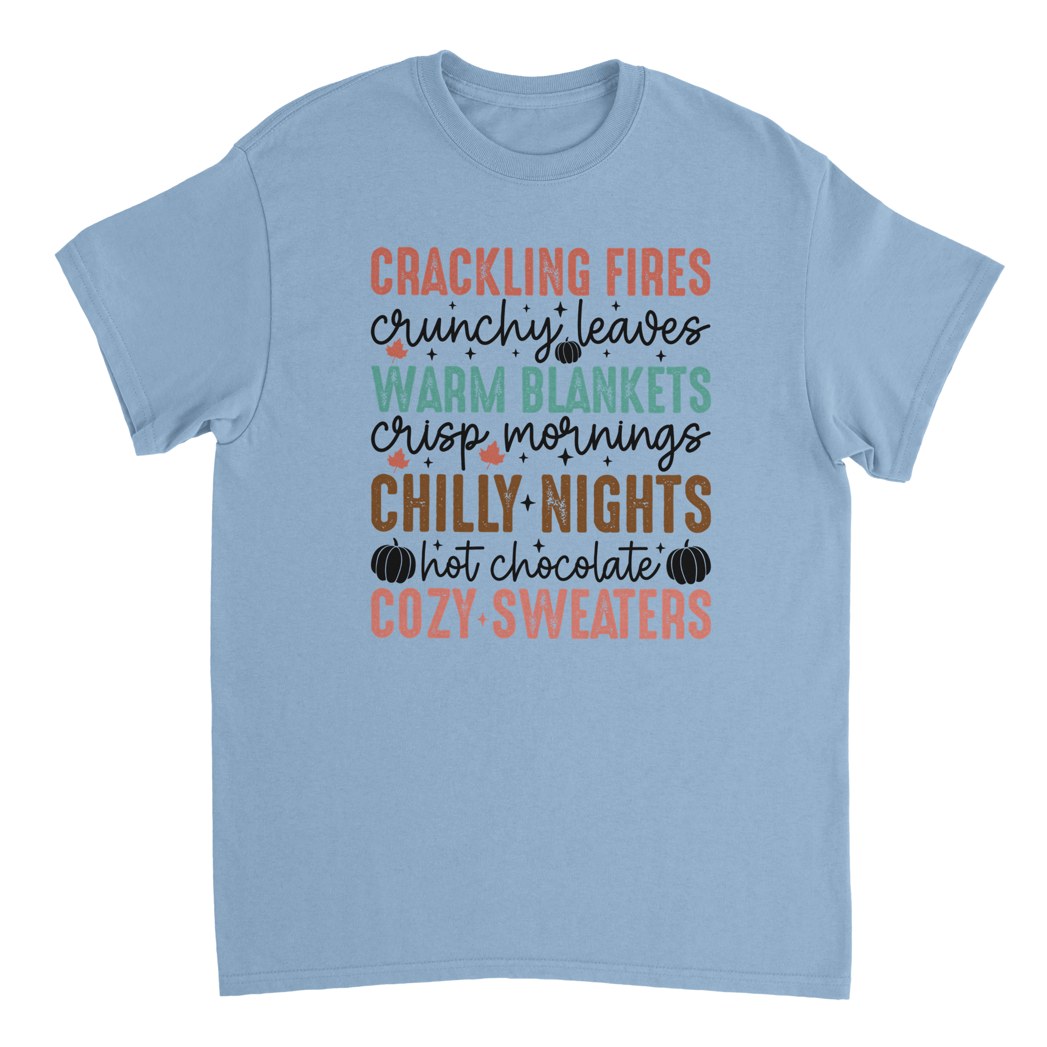 Autumn Comforts T-Shirt – Crackling Fires, Crunchy Leaves, Cozy Sweaters | Heavyweight Cotton Tee in Various Colors - KPAP Canada