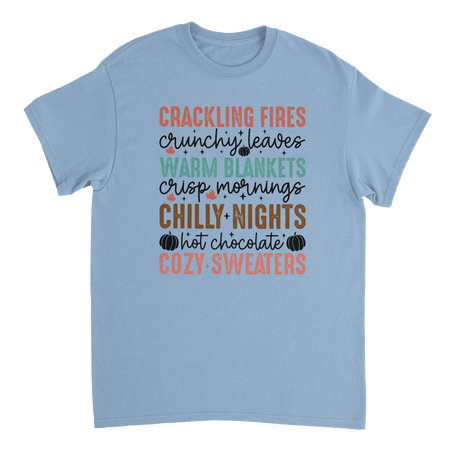 Autumn Comforts T-Shirt – Crackling Fires, Crunchy Leaves, Cozy Sweaters | Heavyweight Cotton Tee in Various Colors - KPAP Canada