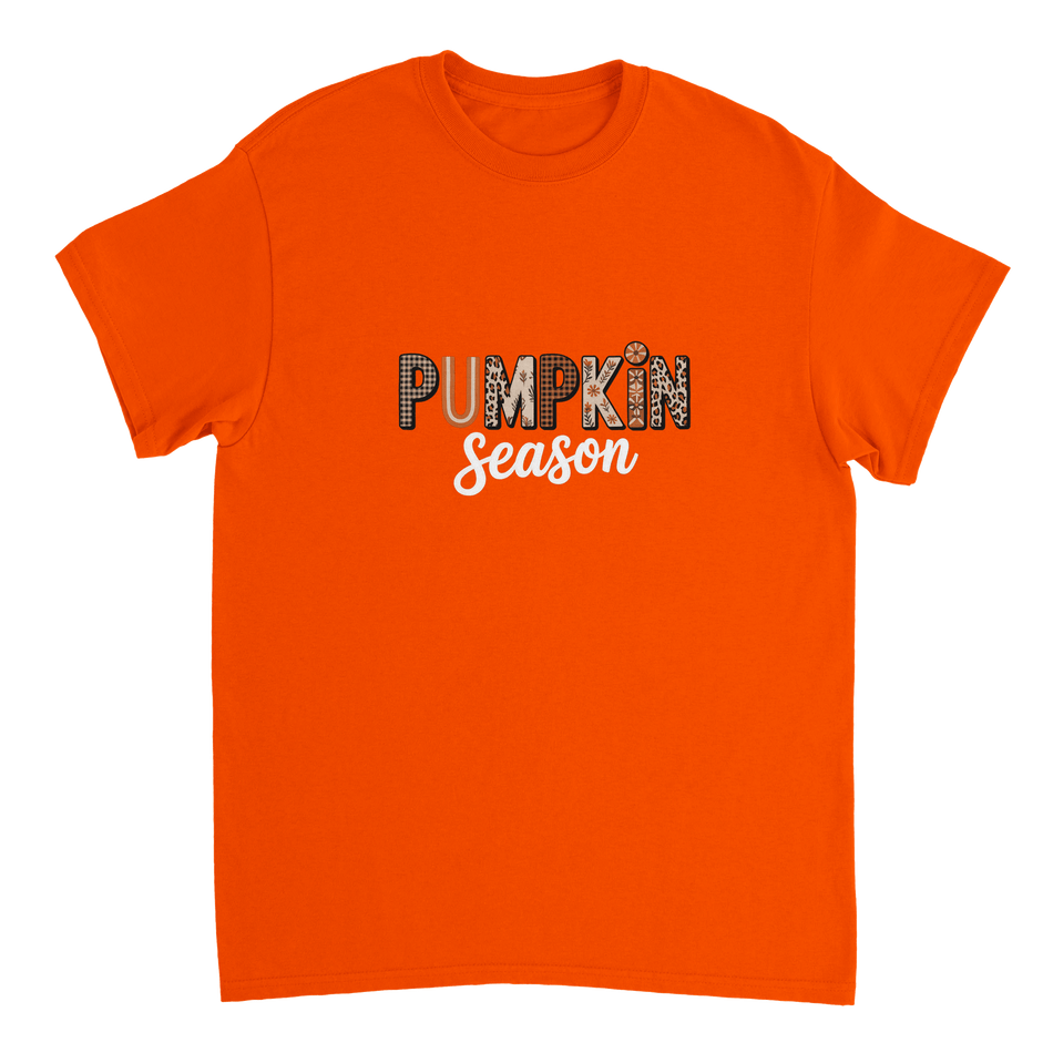 Pumpkin Season T-Shirt – Rustic Autumn Prints, Heavyweight Cotton, Classic Fit for Fall Fun - KPAP Canada
